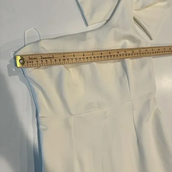 Lena Women's Size Medium White One Shoulder Assymetrical Ruffle Hem Dress - Picture 9 of 12